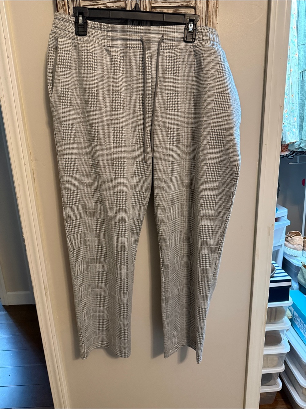 a new day Gray Plaid Drawstring Women’s Trousers